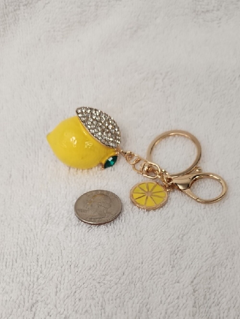 NWOT Lemon Keychain Charm in Yellow and Gold - Picture 2 of 2